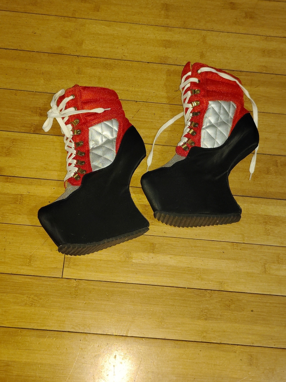 Jeffrey Campbell Vintage Heel Less Platform Lace Up Ankle Boots Sz 10 - Picture 5 of 7